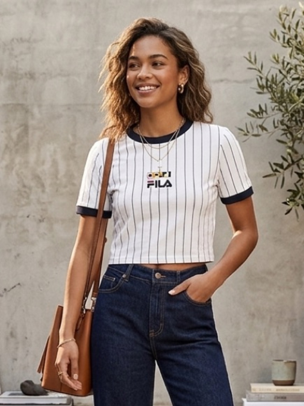 Fila Striped White and Black T-Shirt